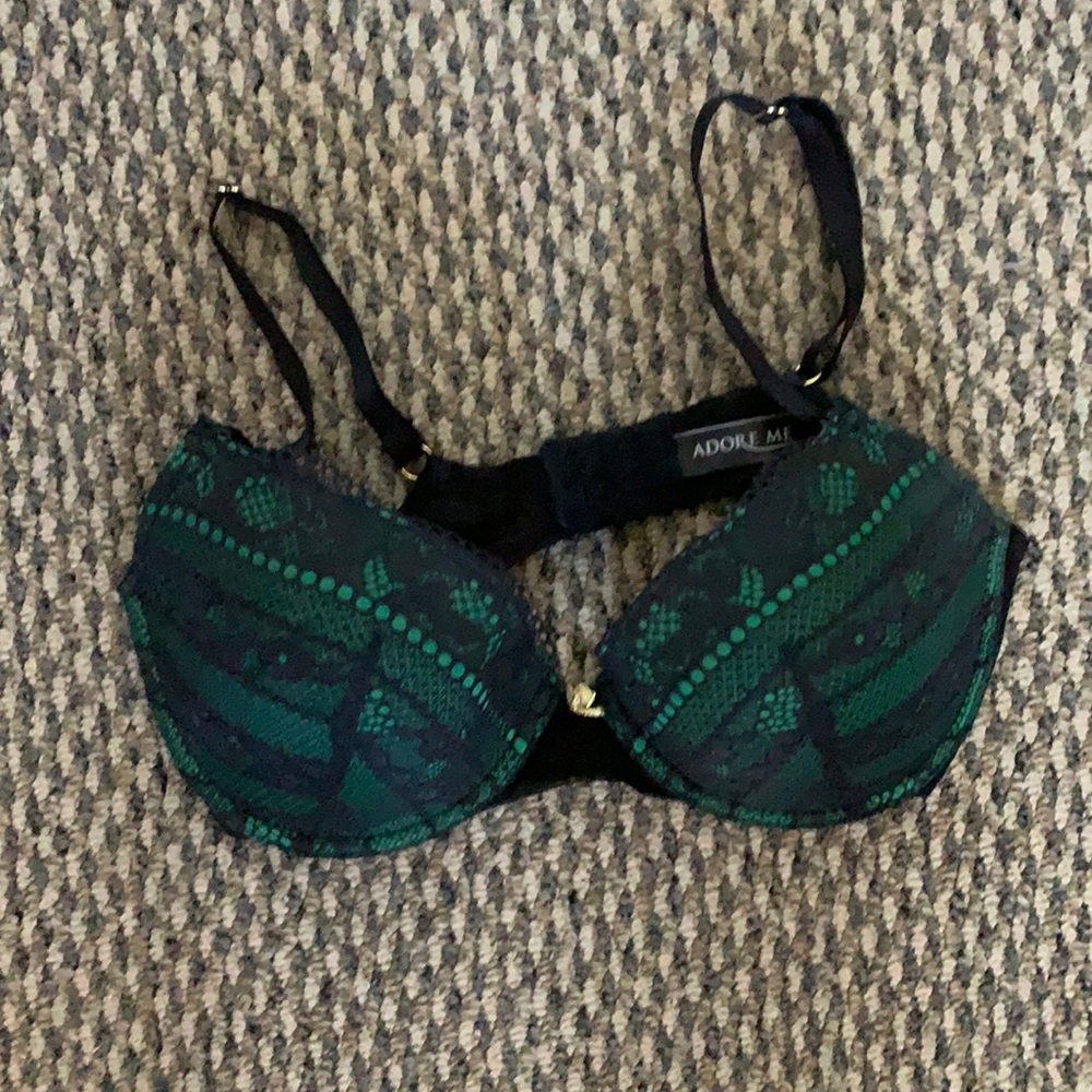 Black and Green Lacy AdoreMe Bra